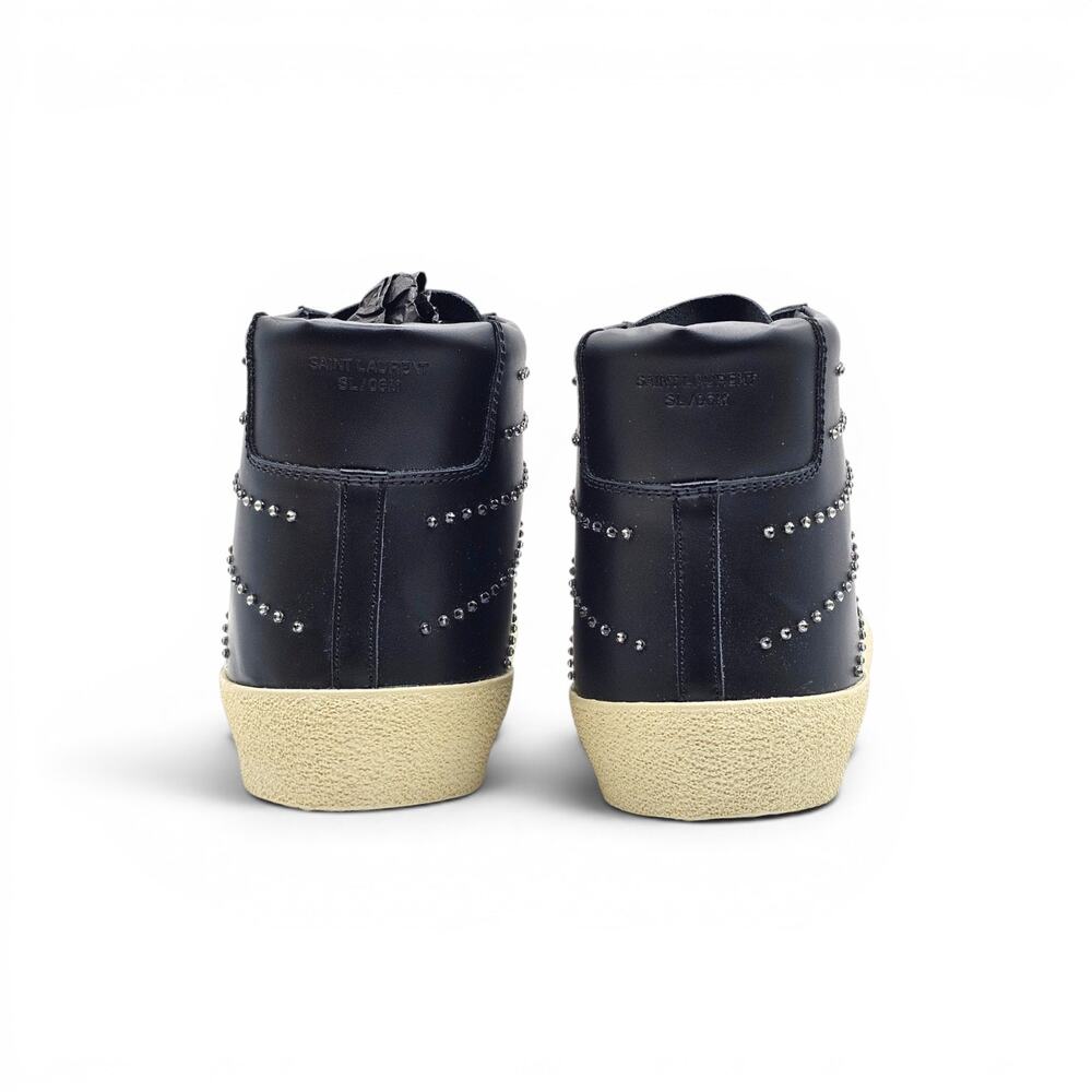 Saint Laurent Court Hi Top Women's Sneakers Studded Black SL/06M - Picture 6 of 9